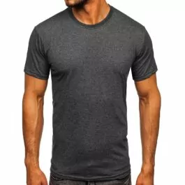 Grafitgrå basic t-shirt - Rund hals framifrån