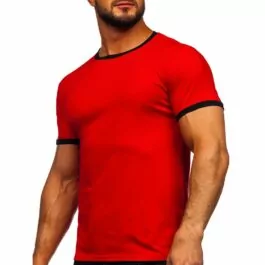 Röd t-shirt - Kontrastfärgad herr