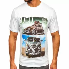 Vit t-shirt - Kortärmad med bilmotiv