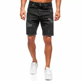 Sliten shorts modell - Svarta jeansshorts