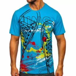 T-shirt Turkos - Färgglatt mönster herr