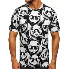 T-shirt Panda - Vit kortärmad herrtröja