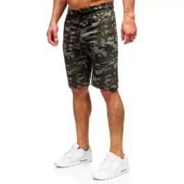 Khaki camo shorts - Dragkedjefickor