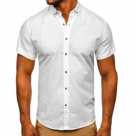 Skjorta med korta ärmar - Vit herrskjorta