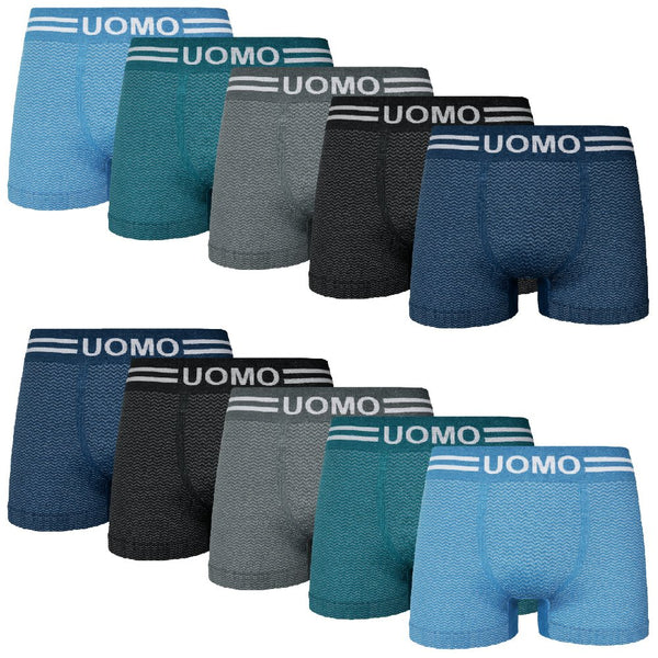 10-pack herrkalsonger i mikrofiber med stretch i blå, grå och svarta färger