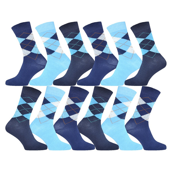 12-pack finstrumpor herr med klassiskt mönster