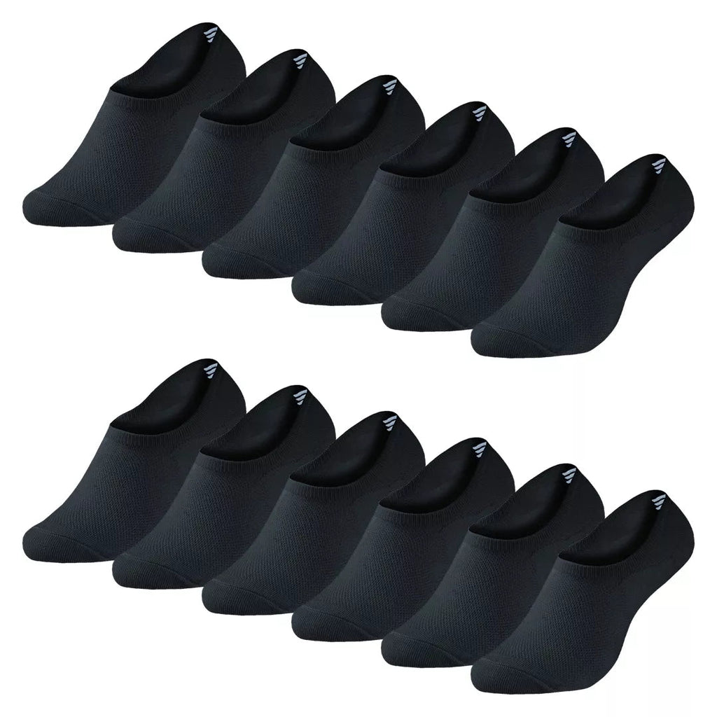 12-pack svarta bambustrumpor Footies BENYSØN® sömlösa invisible socks med silikongrepp