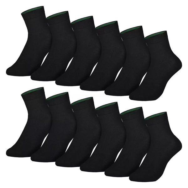 12-pack svarta Quarter bambustrumpor BENYSØN® medelhöga sömlösa unisexstrumpor i bambu