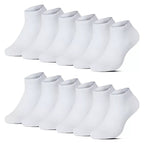 12-pack vita ankelstrumpor BENYSØN® i premiumbomull med sömlös tå och ventilerande mesh
