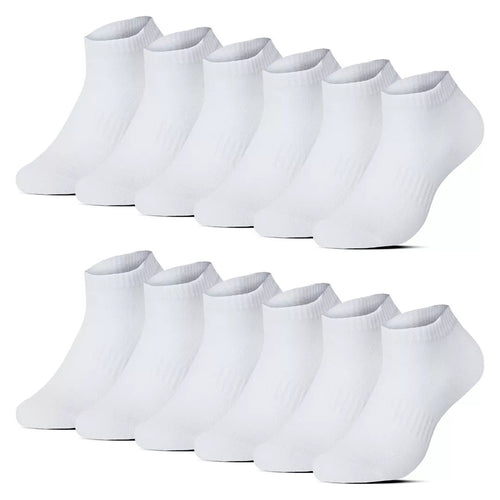 12-pack vita ankelstrumpor BENYSØN® i premiumbomull med sömlös tå och ventilerande mesh