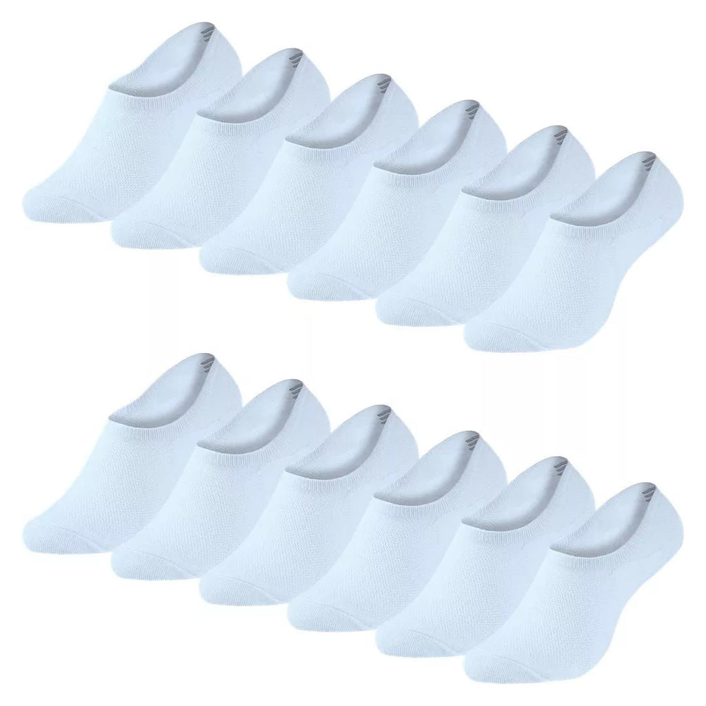 12-pack vita bambustrumpor Footies BENYSØN® sömlösa invisible socks med silikongrepp