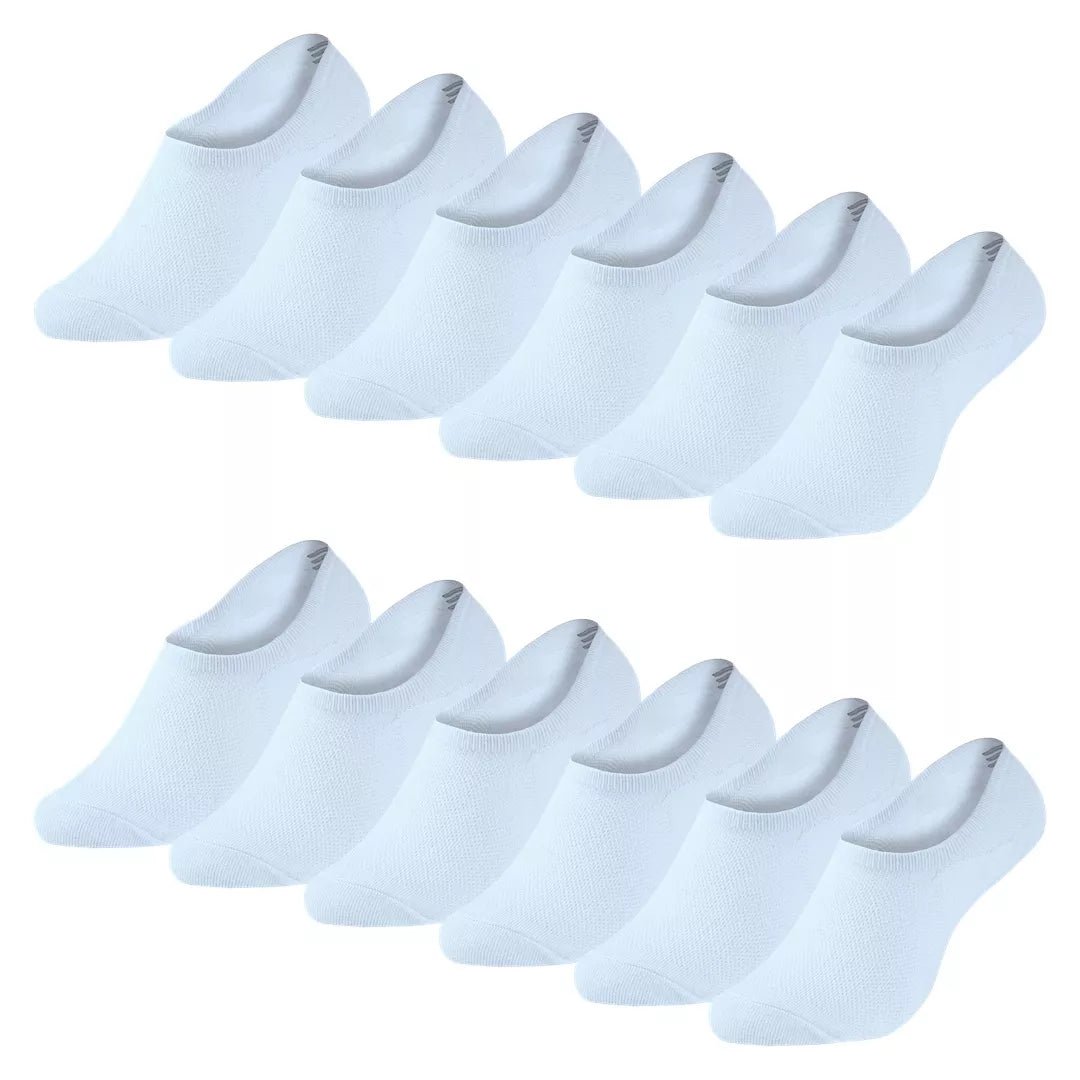 12-pack vita bambustrumpor Footies BENYSØN® sömlösa invisible socks med silikongrepp
