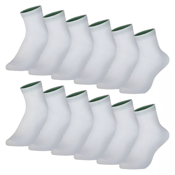 12-pack vita Quarter bambustrumpor BENYSØN® medelhöga sömlösa unisexstrumpor i bambu