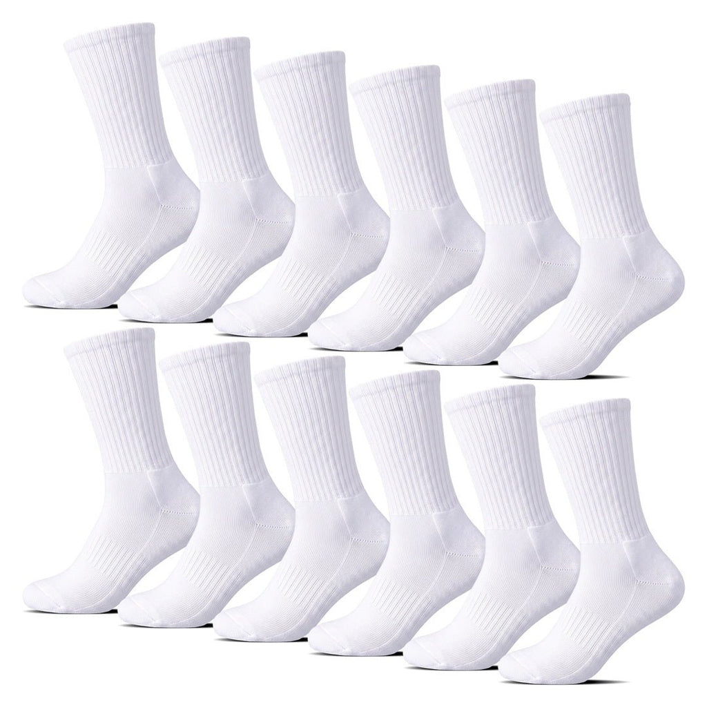 12-pack vita sportstrumpor i bomull med frottésula