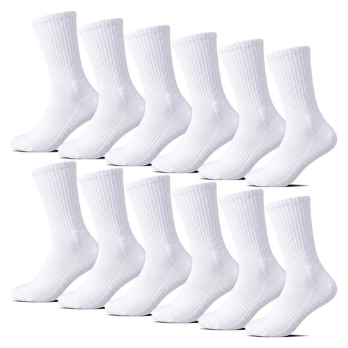 12-pack vita sportstrumpor i bomull med frottésula
