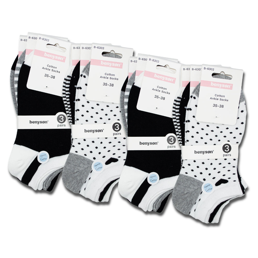 12 par Benyson ankelstrumpor dam flerpack