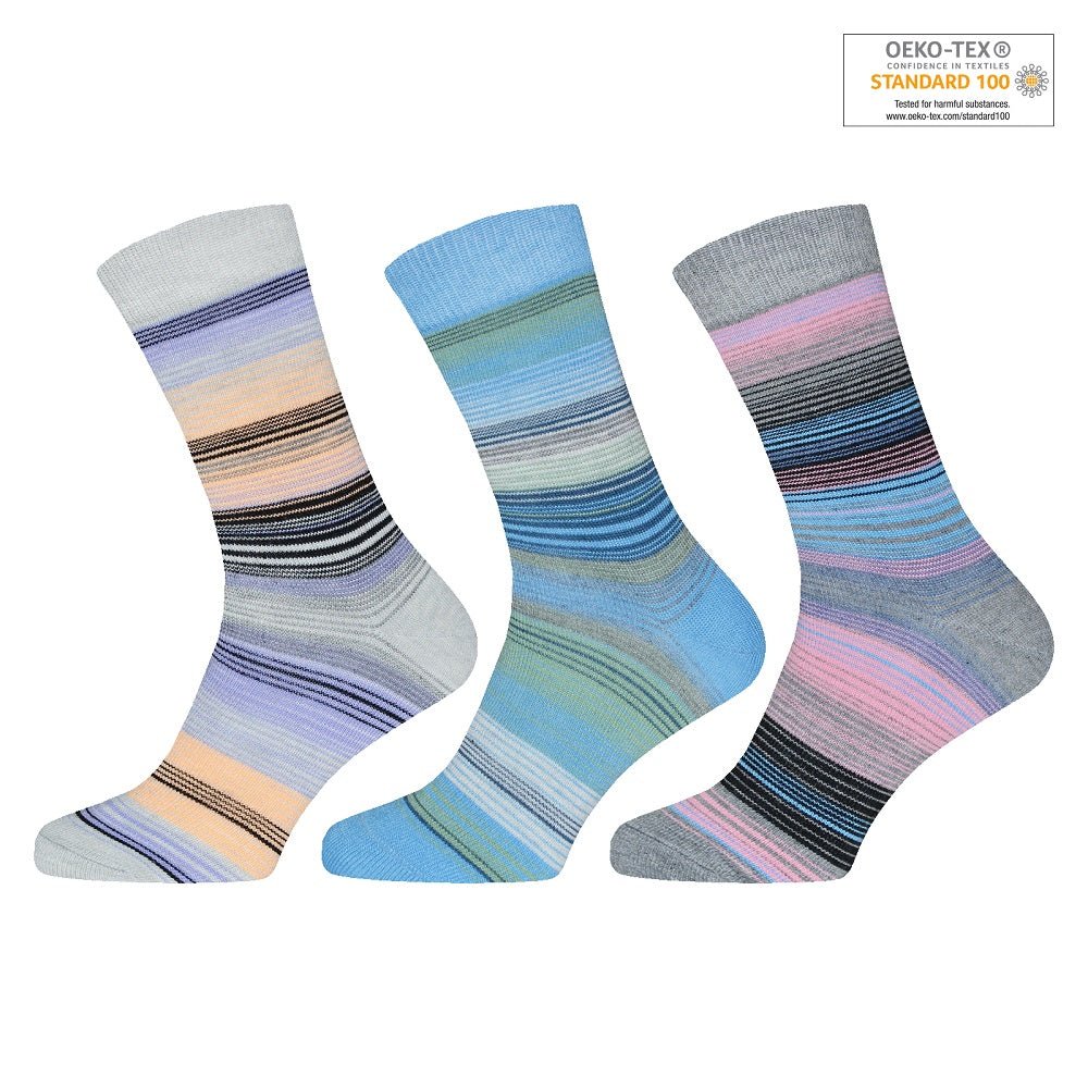 12 par randiga finstrumpor - Damstrumpor storpack klassiska