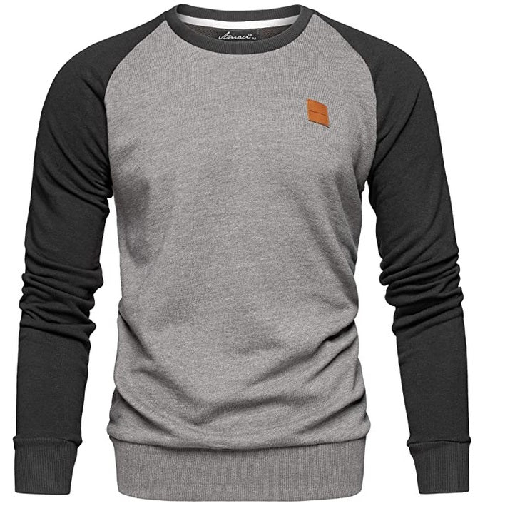 Sweatshirt Herr - Ljusgrå herrtröja med svarta ärmar