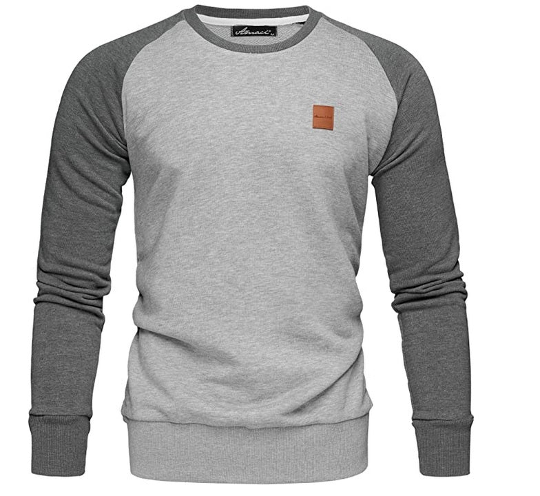 Sweatshirt Herr - Ljusgrå herrtröja med mörkgråa ärmar