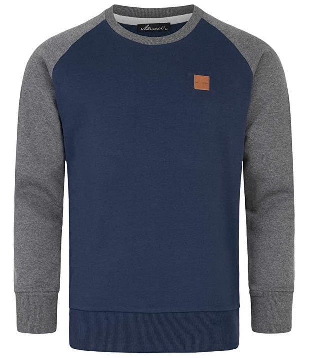 Sweatshirt Herr - Blå herrtröja med gråa ärmar