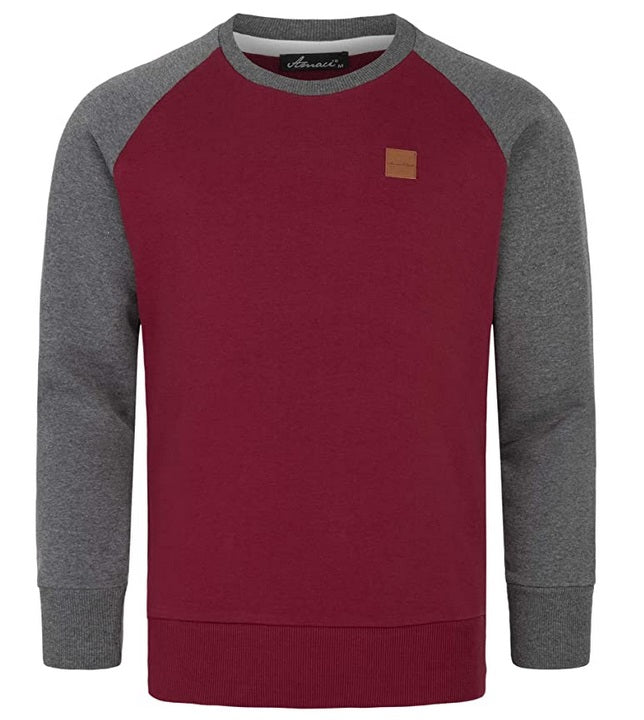 Sweatshirt Herr - Röd herrtröja med gråa ärmar