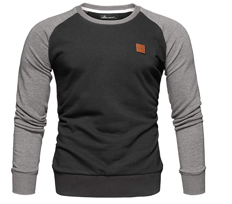 Sweatshirt Herr - Svart herrtröja med ljusgråa ärmar