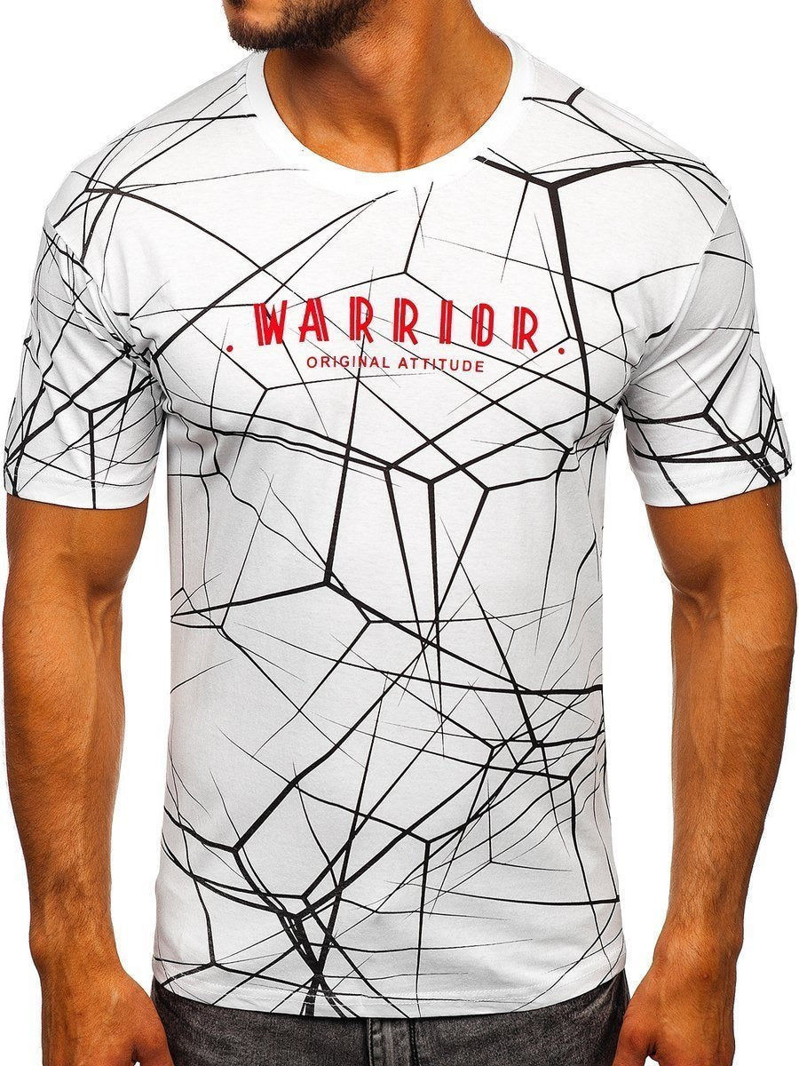 T-shirt printed Warrior - Vit