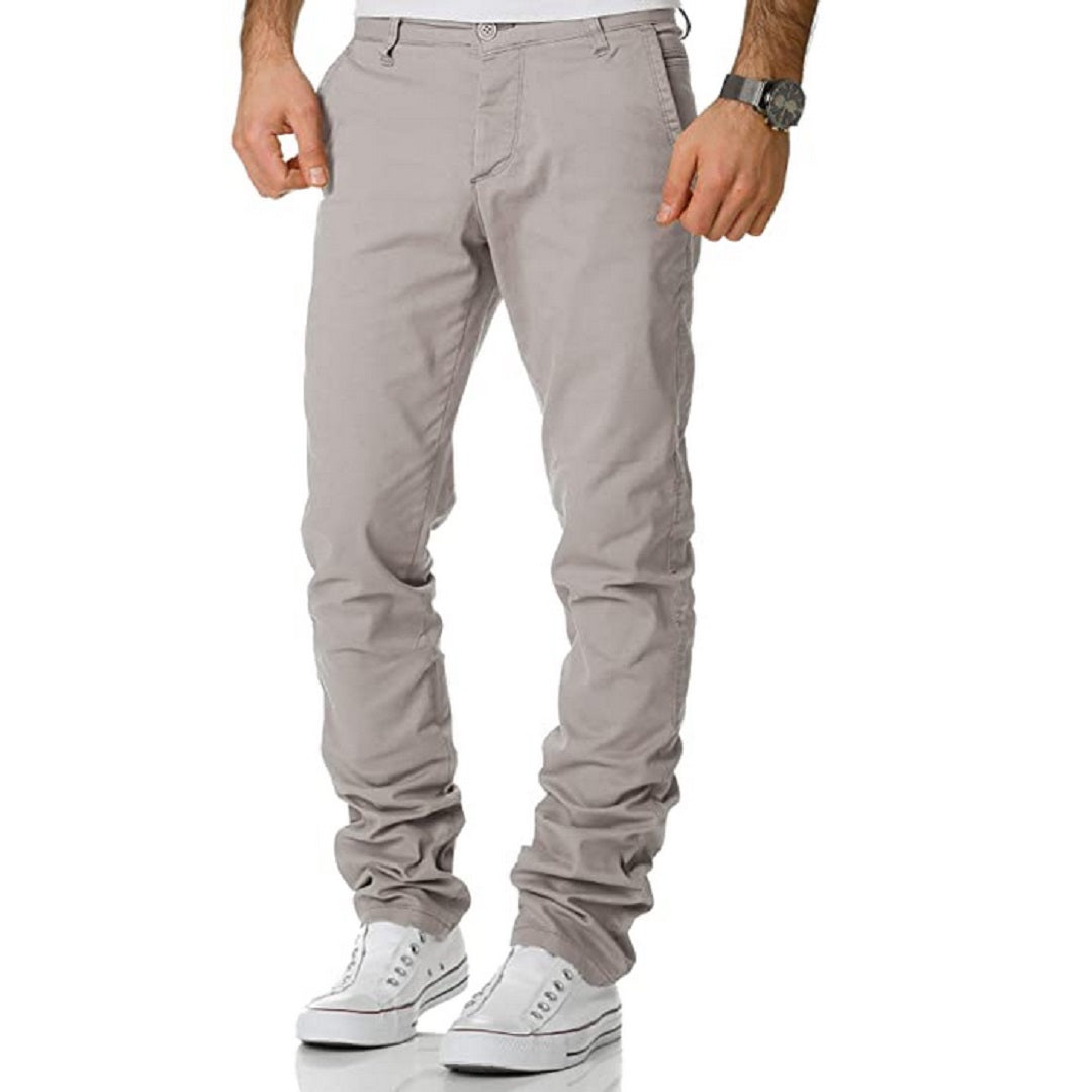 Chinos herr - ljusgråa stilrena chinobyxor regular fit - framifrån