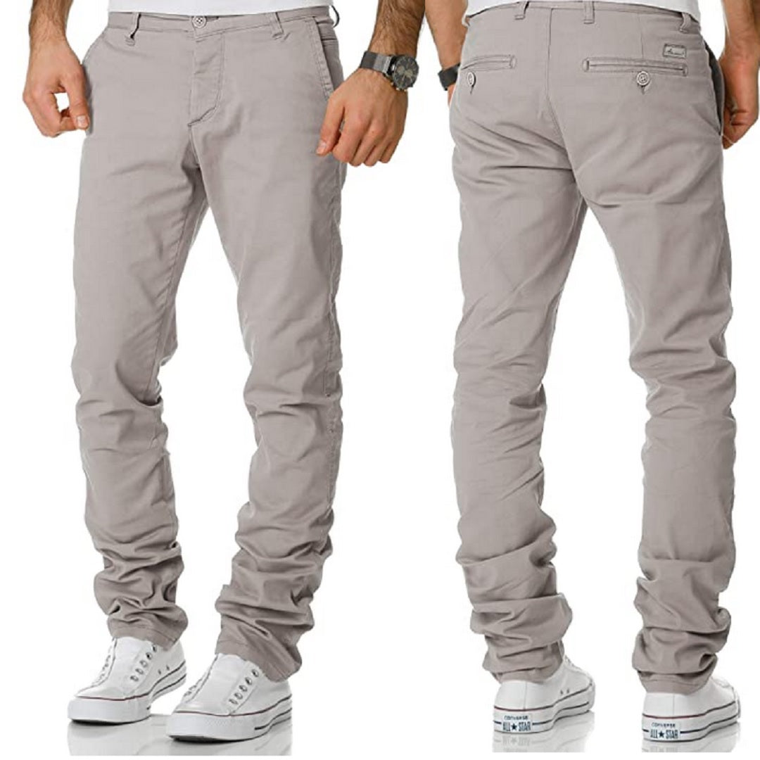 Chinos herr - ljusgråa stilrena chinobyxor regular fit
