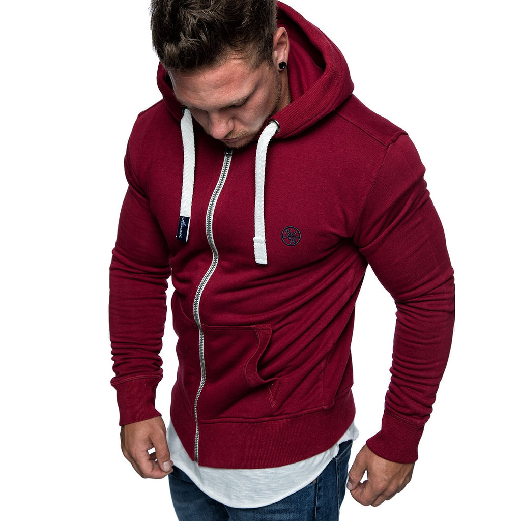 Zip hoodie herr - vinröd herrtröja