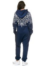 Onesies Dam - Vintage mörkblå jumpsuit - bakifrån