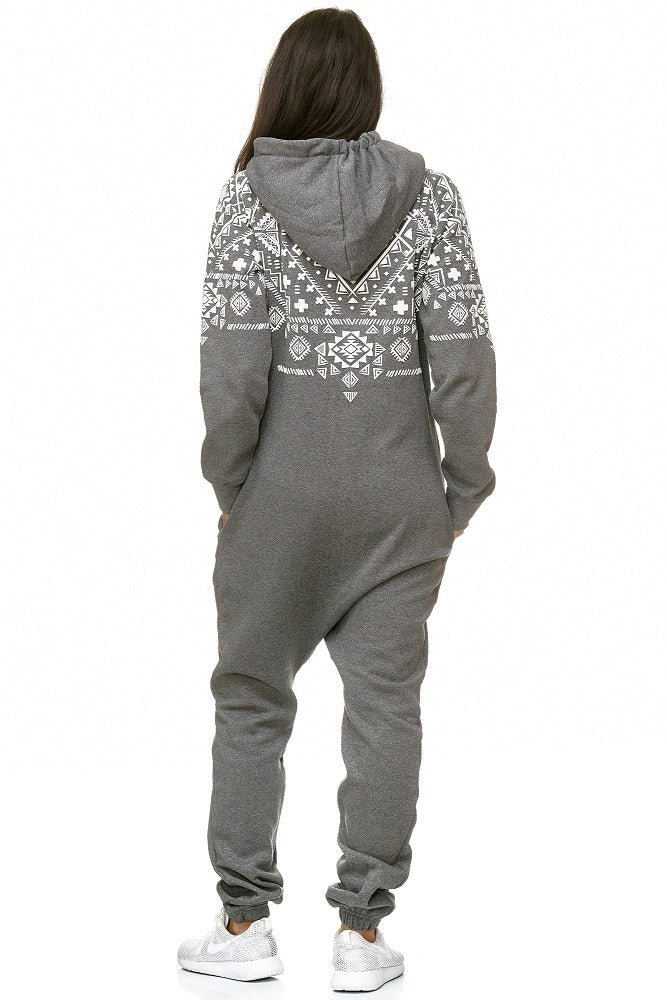 Onesies Dam - Vintage ljusgrå jumpsuit - Bakifrån