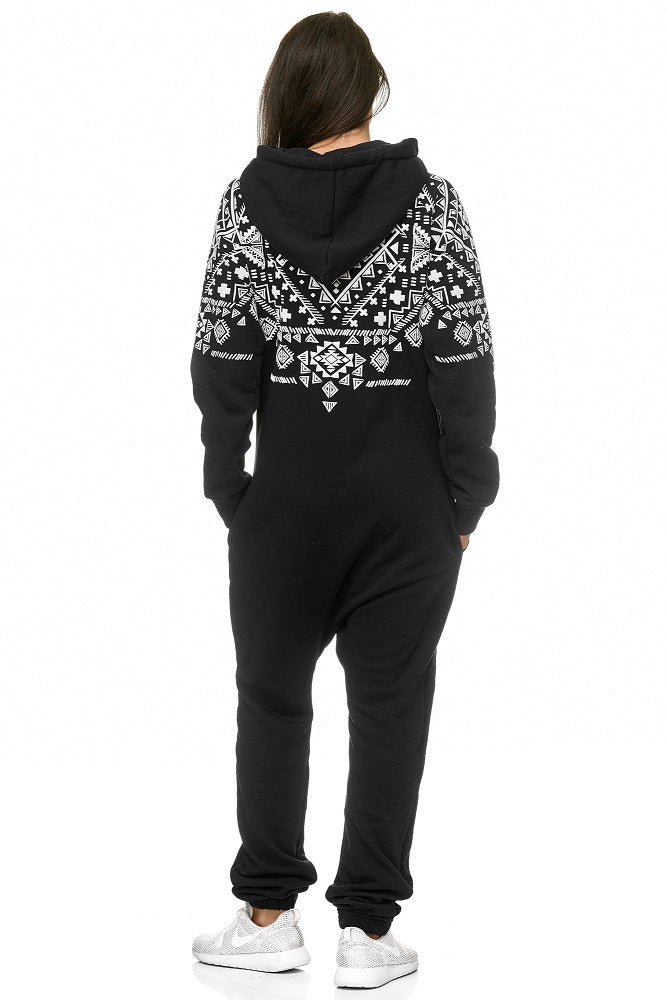 Onesies Dam - Vintage svart jumpsuit bakifrån