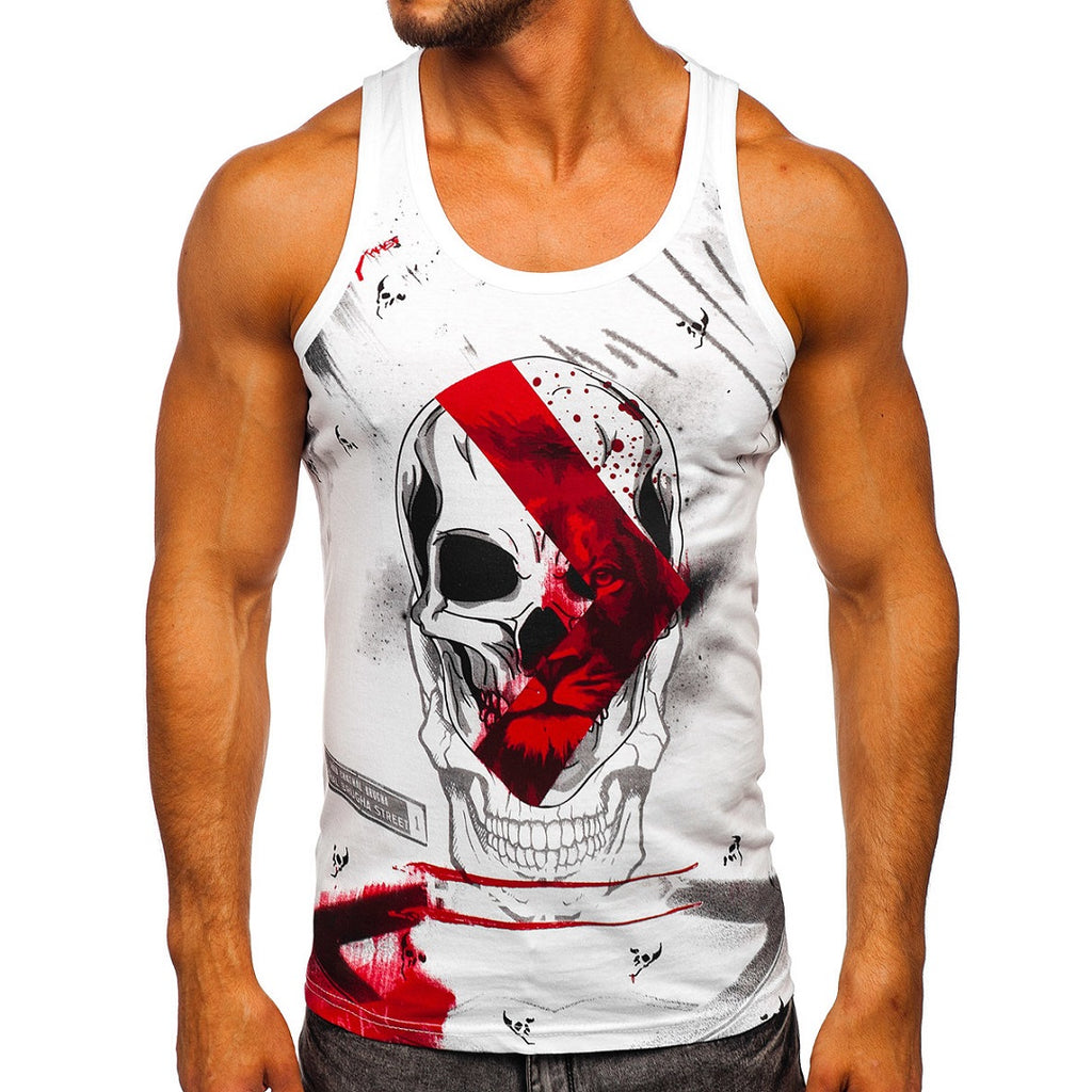 Vitt coolt muskellinne printed