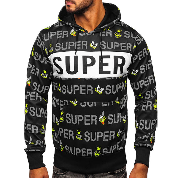 Cool svart printed hoodie