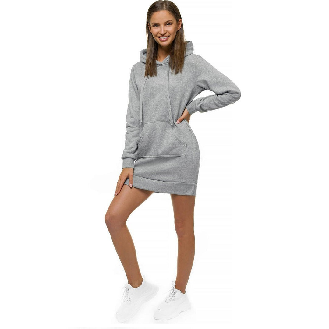 Ljusgrå Lång Dam Hoodie - Damtröja