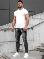 Svarta herrjeans - med stretch - front