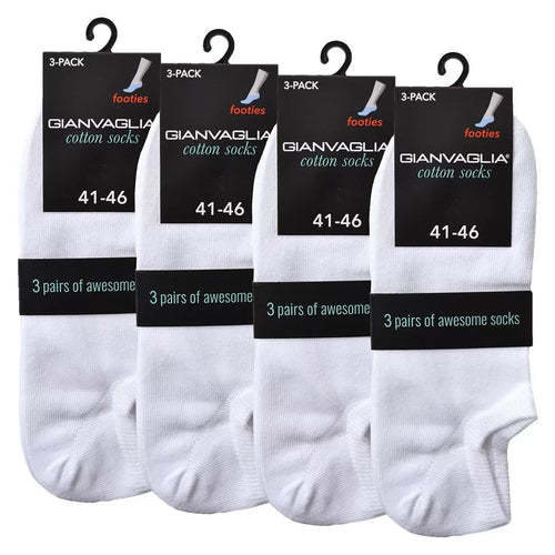 GIANVAGLIA® vita sneakerstrumpor i 12-pack med låg passform och hög bomullshalt