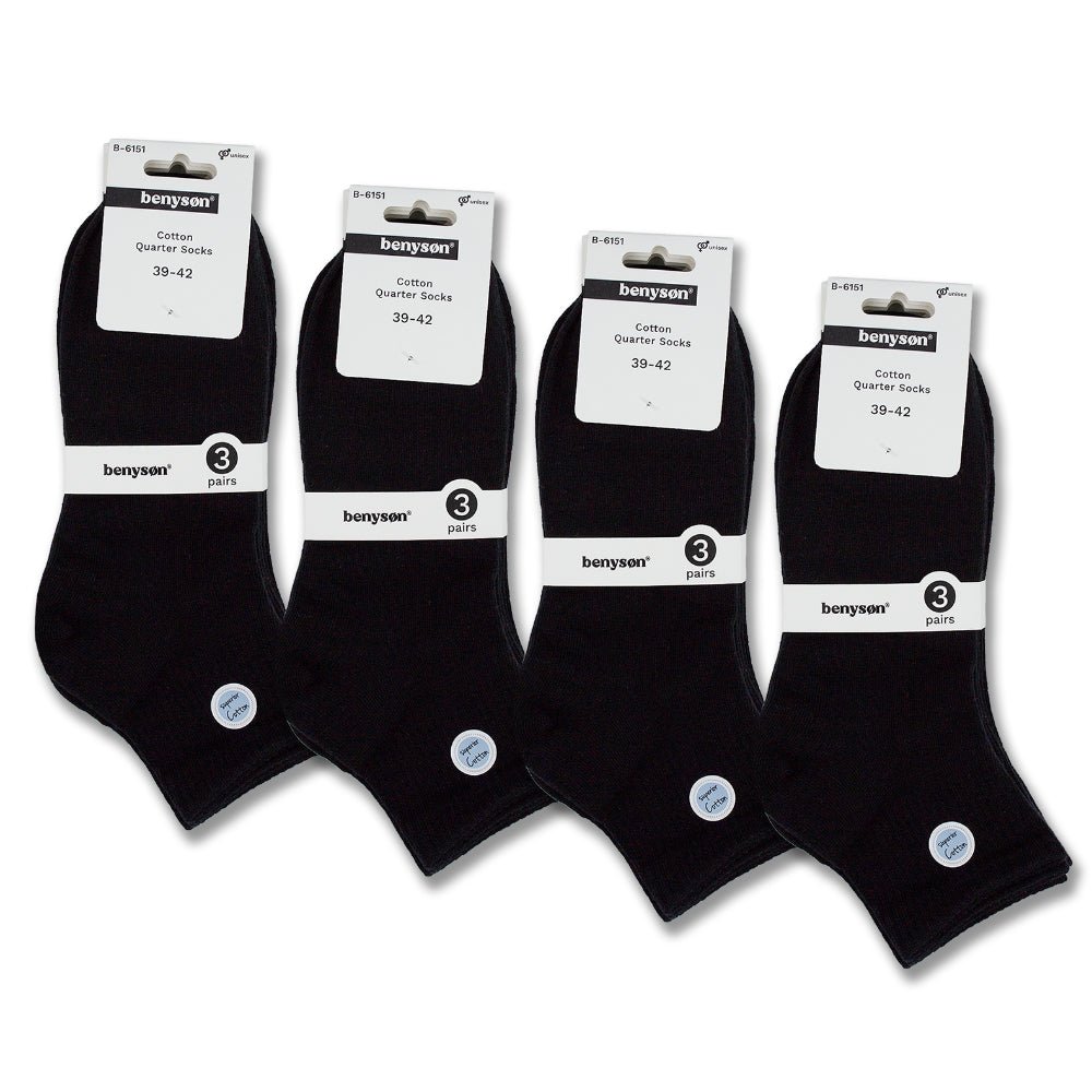 medelhöga svarta strumpor unisex 12-pack