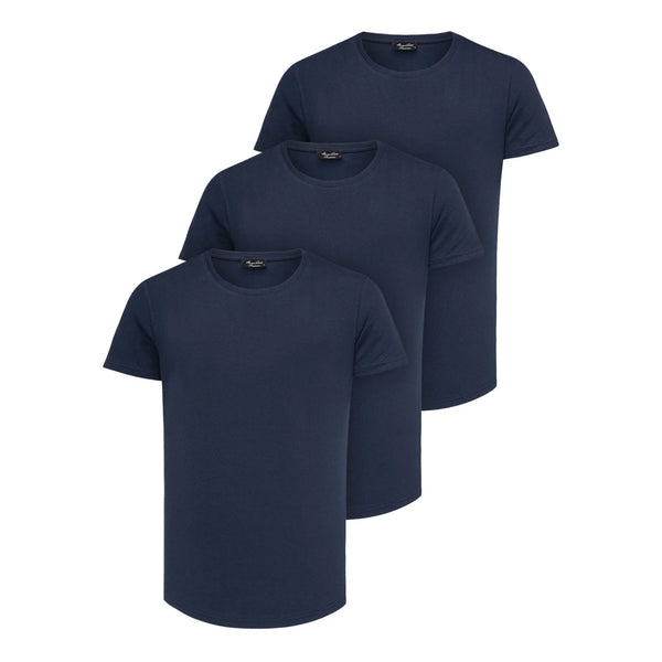 3-pack mörkblåa t-shirts från Amaci & Sons med rund hals