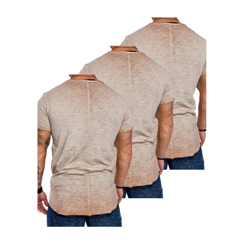 3-pack t-shirts herr beige bakifrån