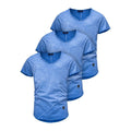 3-pack blåa vringade t-shirts herr