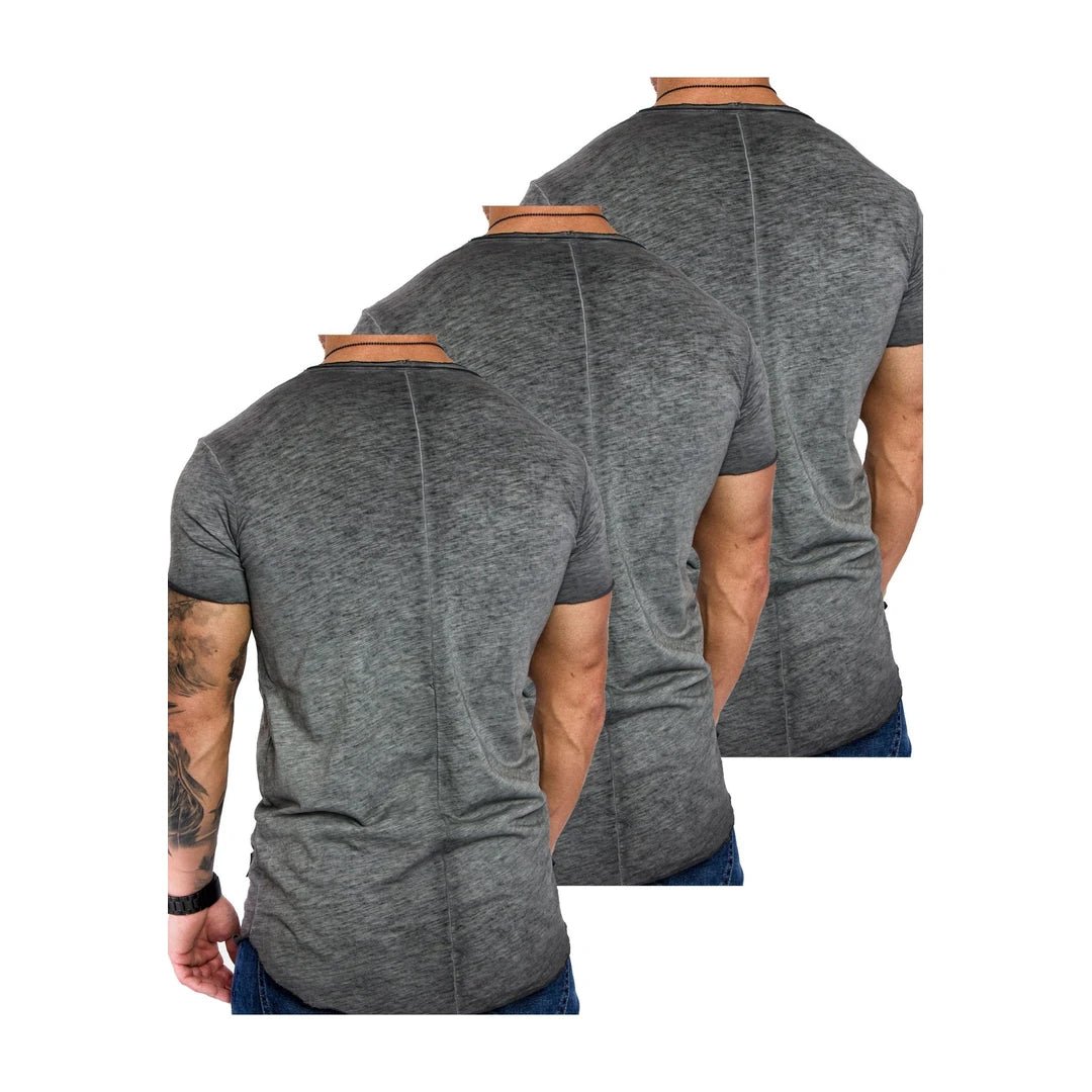 3-pack gråa T-shirts herr v-ringade bakifrån