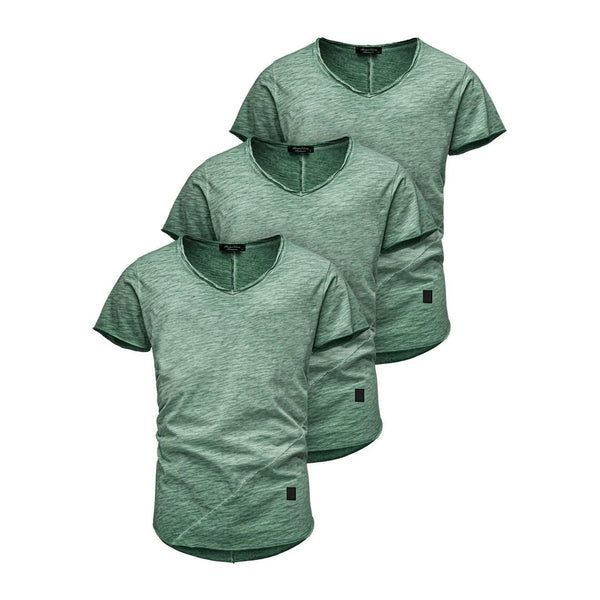 3-pack gröna t-shirts herr v-ringad
