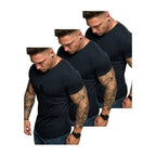 3-pack mörkblåa t-shirts från Amaci & Sons med rund hals framifrån