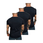 3-pack mörkblåa t-shirts från Amaci & Sons med rund hals bakifrån