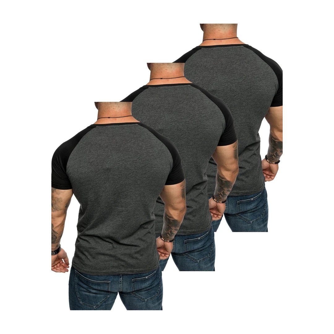 3-pack billiga t-shirts med raglan ärmar bakifrån