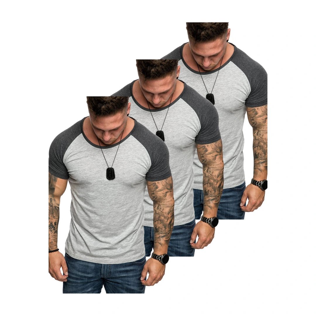 3-pack t-shirts ljusgråa raglan amaci & sons framifrån