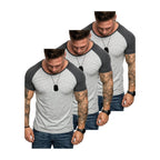 3-pack t-shirts ljusgråa raglan amaci & sons framifrån
