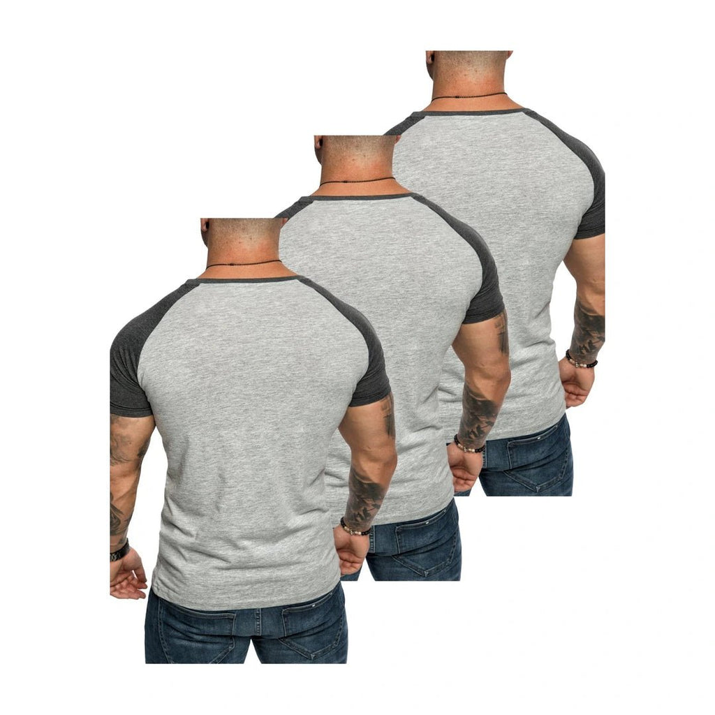 3-pack t-shirts ljusgråa raglan amaci & sons bakifrån